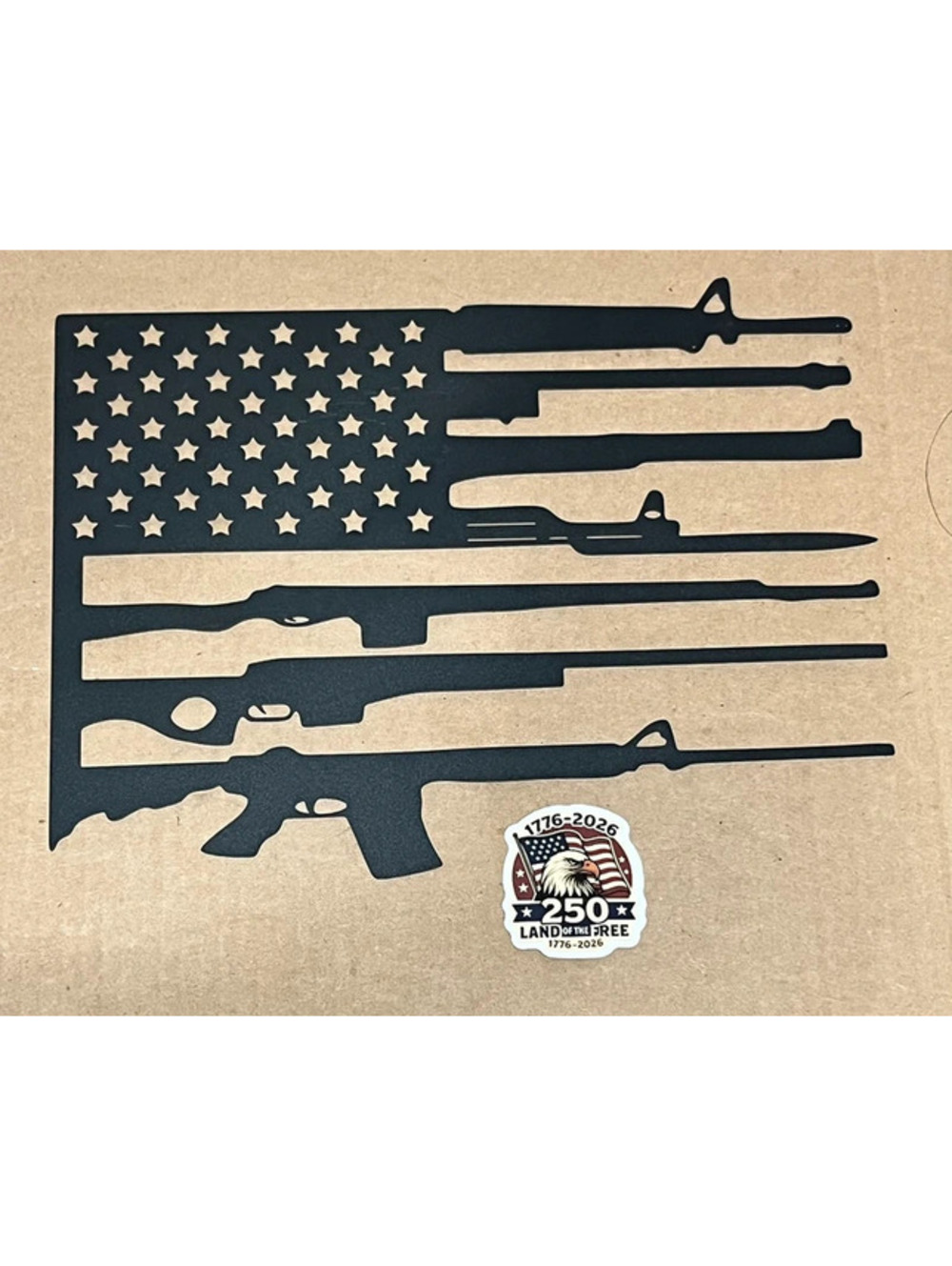 Very cool metal rifle US flag for the man cave, she shed, garage, or decor 2/3